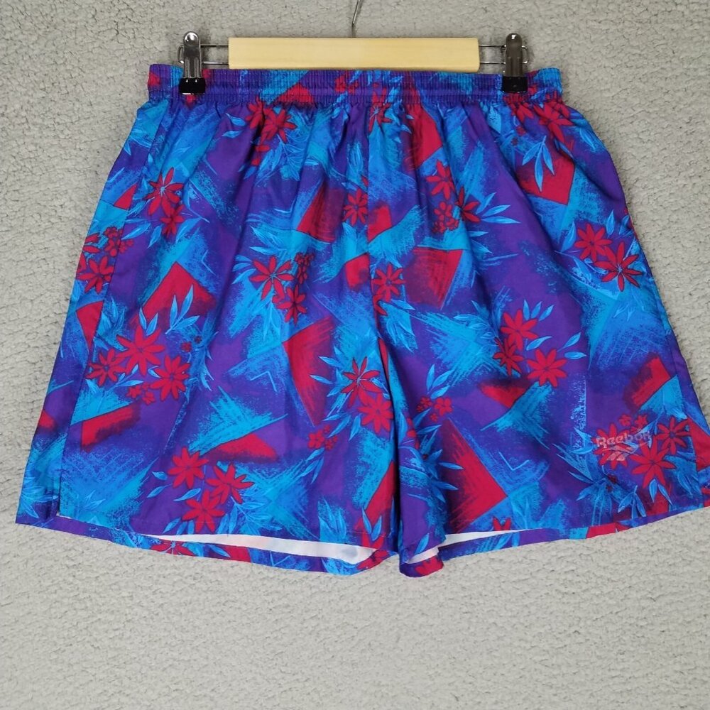 Vintage Reebok Swim Trunks Shorts Adult Large Floral Hawaiian Unlined Casual Men